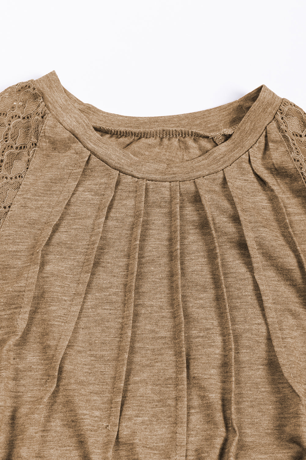 Light French Beige Contrast Contrasto in pizzo Raglan Servizio topio rotondo plicato