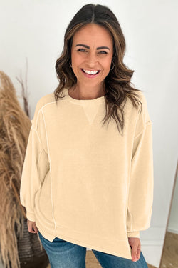 Beige and splicing beige sweatshirt