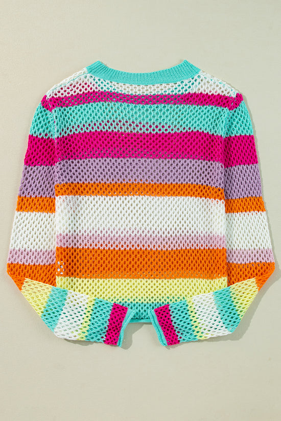 Pull à œillets en tricot patchwork *