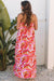 Vacay dress high and low strip with pink flowers *