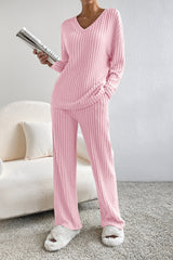Tenue deux pièces ample en tricot côtelé *
