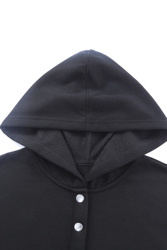 Sudadera con capucha Black Henley con bolsillos y mangas de murciélagos