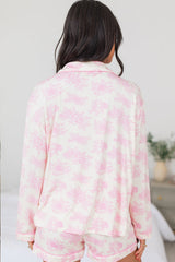 Ensemble pyjama rose à manches longues et pantalon à fleurs-A WOMAN WE LOVE