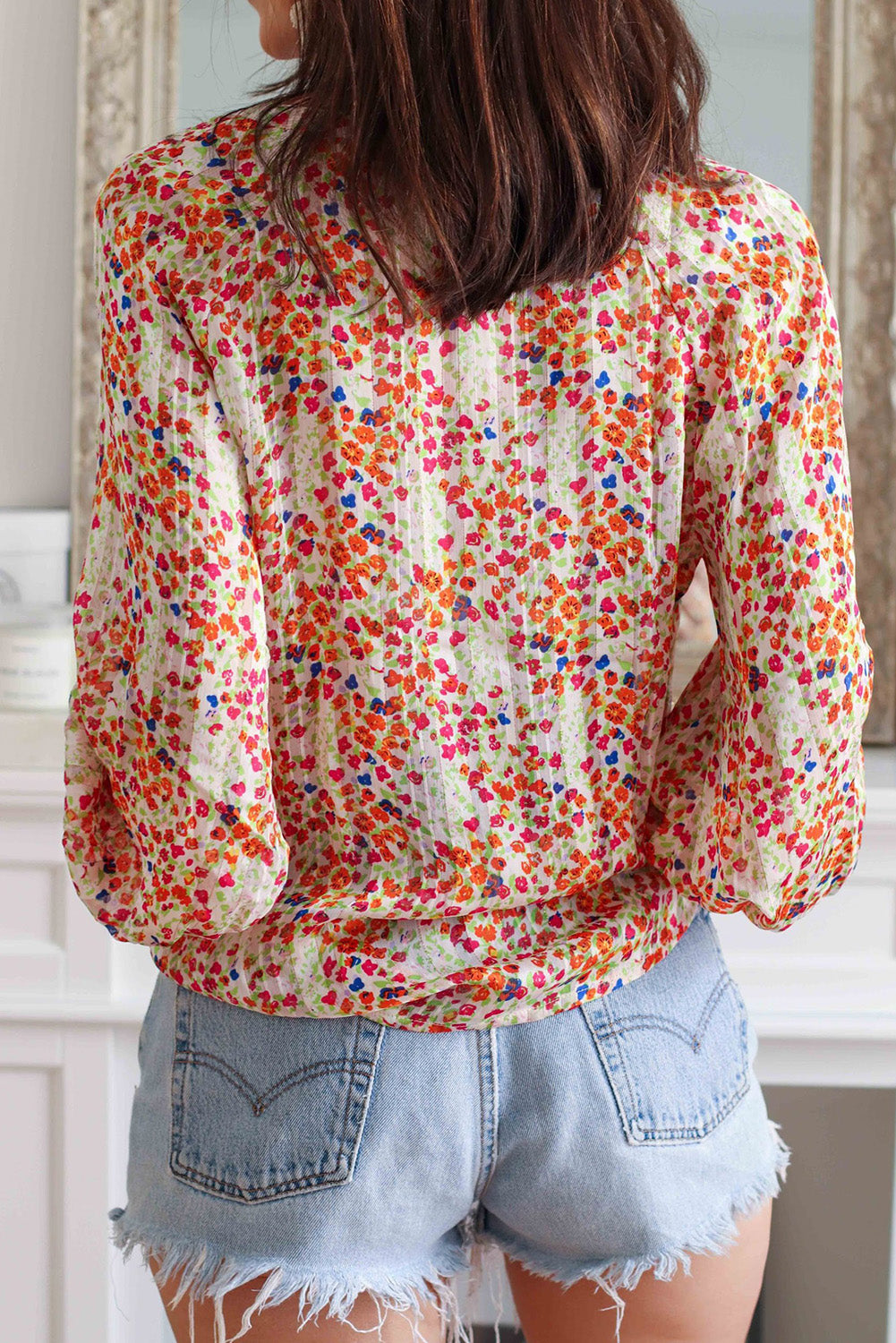 Multicolore Boho Floral Print Button Front Shirt