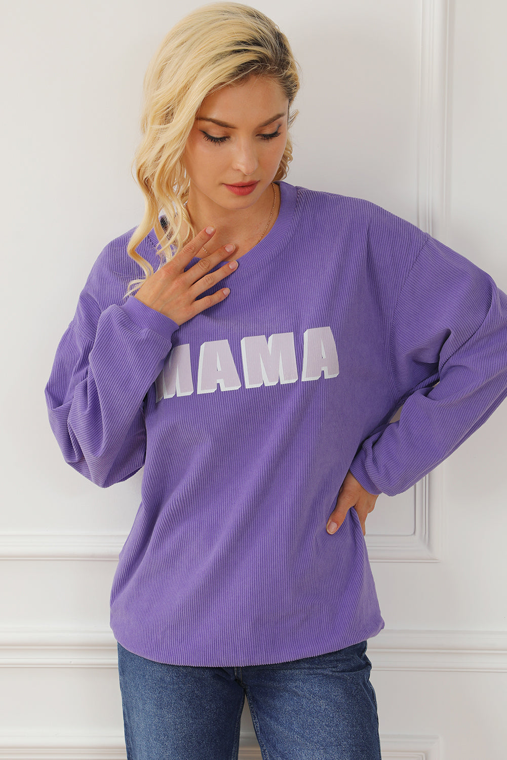 Purple Mama Reste Equipaggio Pullover Neck Pullover