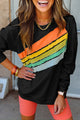 Black Sweatshirt with Color Block Arc-en-Ciel stripes