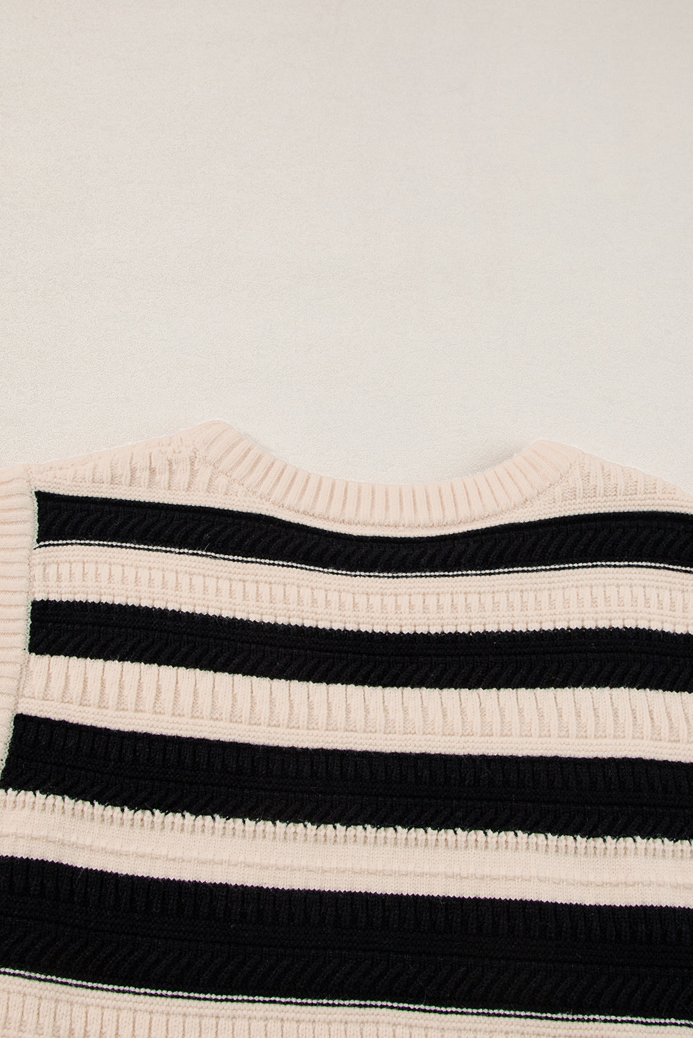 Black Stripe Ribbed Trim Knitted Tank Top