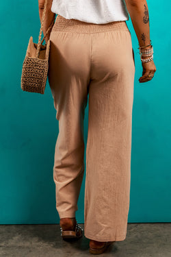 Pantalon droit ample à taille smockée Clay