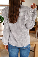 Chemise à volants marron à manches volantées et col cranté-A WOMAN WE LOVE