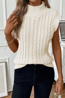 High collar sweater in twisted oats *