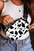 Large belt tilted shoulder bag with printed loop with white cow pattern