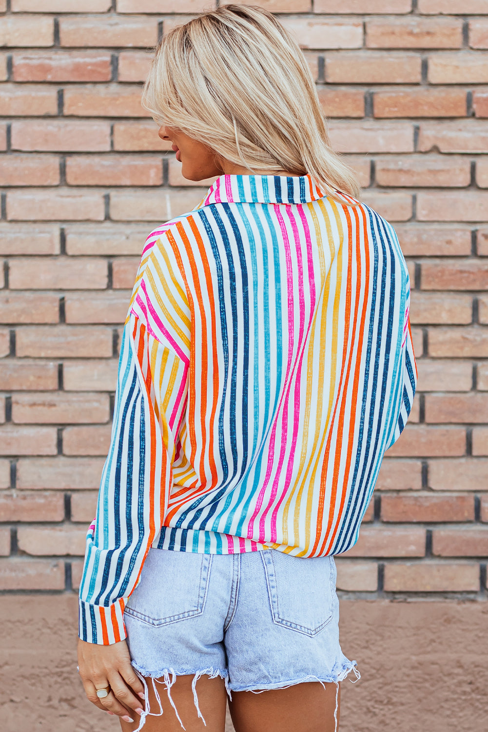 Camicia sciolta a goccia multicolore arancione