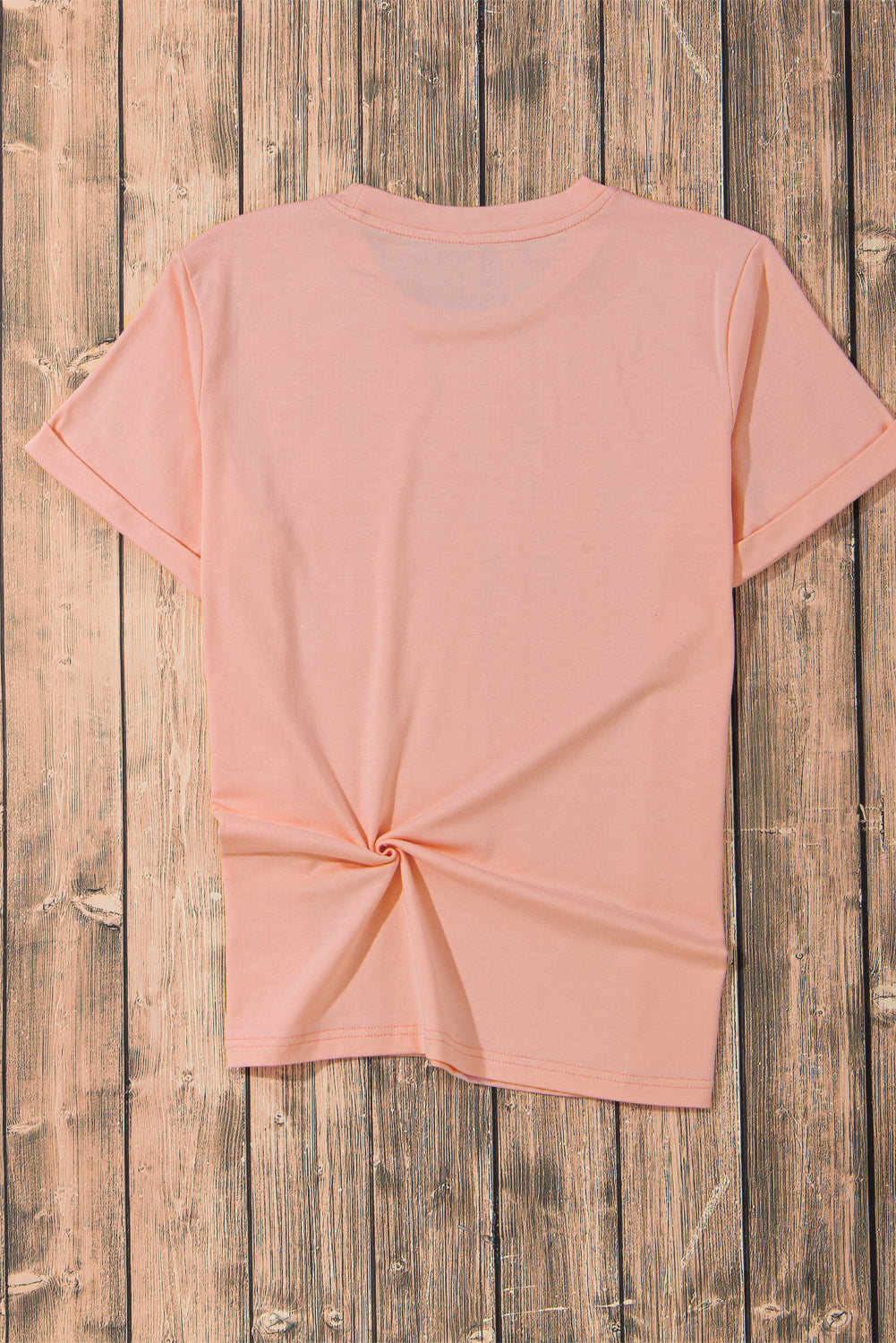 Camiseta rosa casual de color redondo