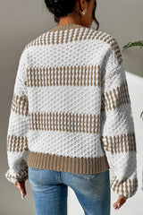 Multicolored sweater with vertical stripes and two-tone drop shoulders