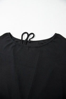 Black Asymmetrical Long Sleeve Off Shoulder Top with Straps