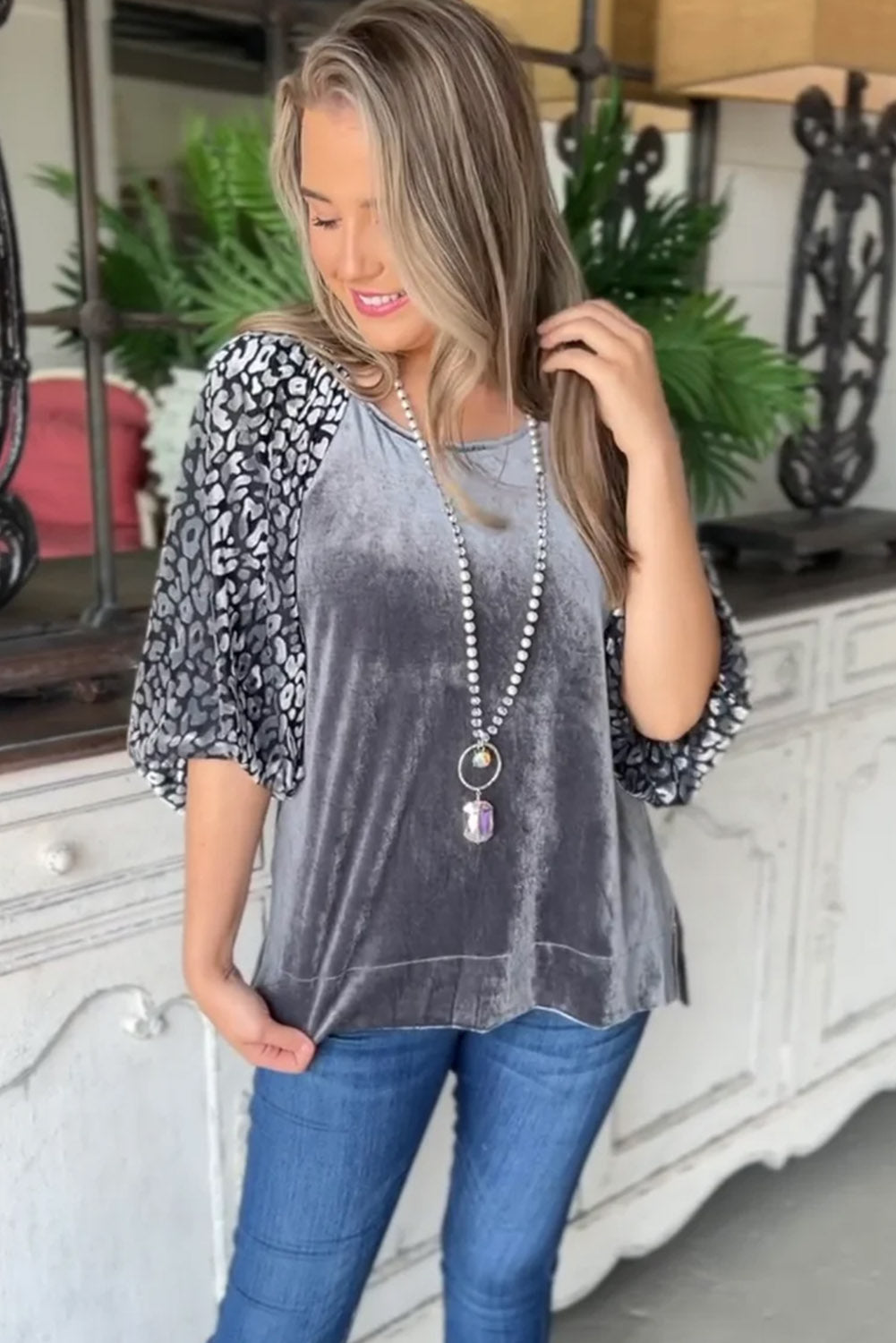 Blouse en velours à manches -A WOMAN WE LOVE