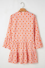 Mini-Shelter naranja con estampado floral y mangas de volantes *