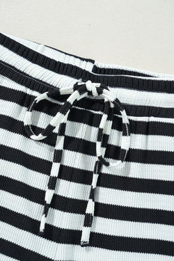 Striped flared pants with stripes and lace -ups with black waist