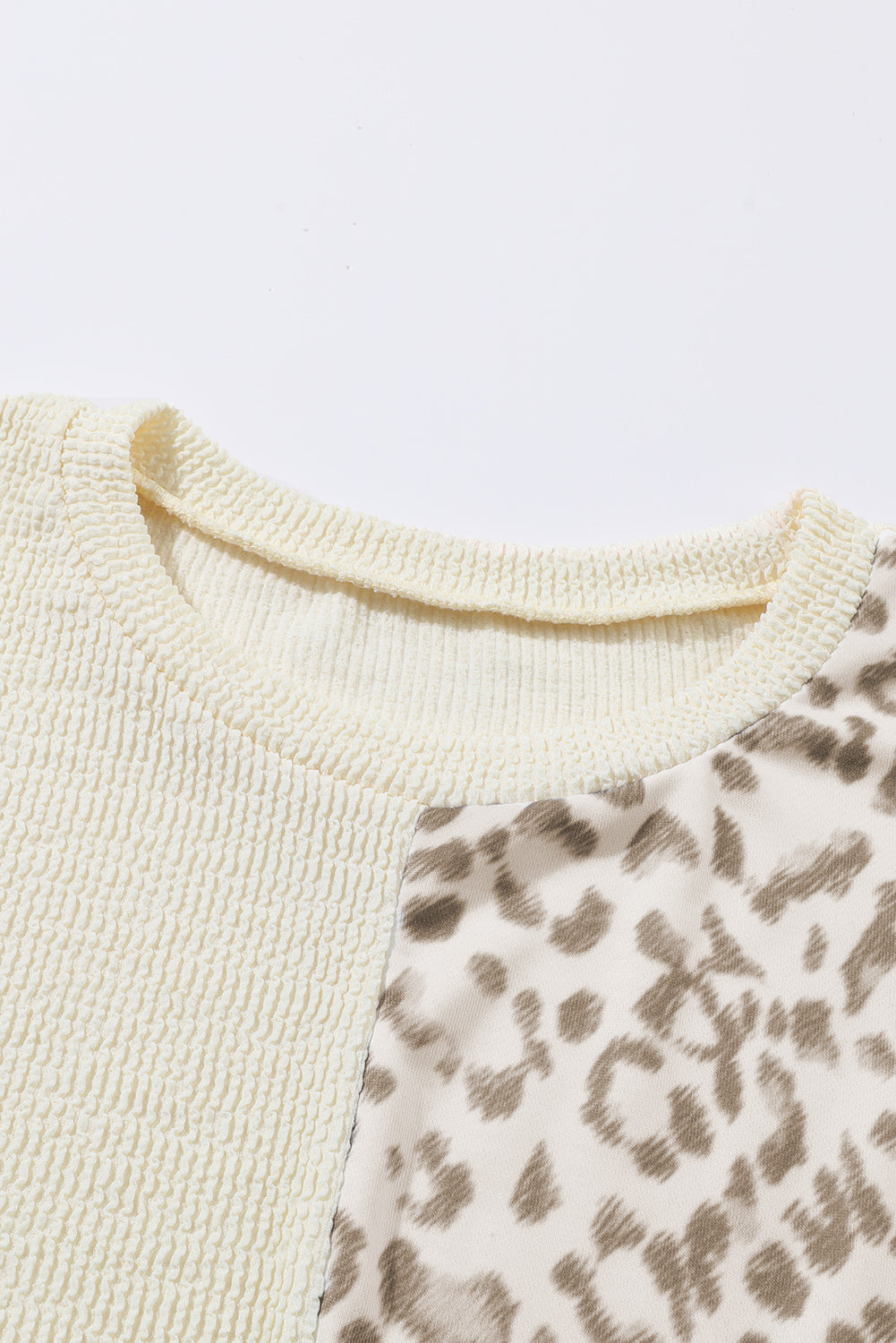 Khaki a costine di colore a blocco leopardo giuntura plus size top