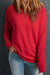 Solid red crew neck sweatshirt with raglan sleeves