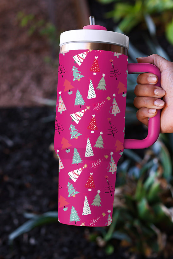 Thermos Cup estampado Árbol de Navidad Roja Rose Roja 40oz dibujos animados