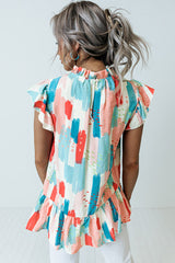 Ruffle top and color rose color block roller ruffle