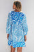 Sky Blue Bohemian Print Tie V-Neck Puff Sleeve Flared Mini Dress