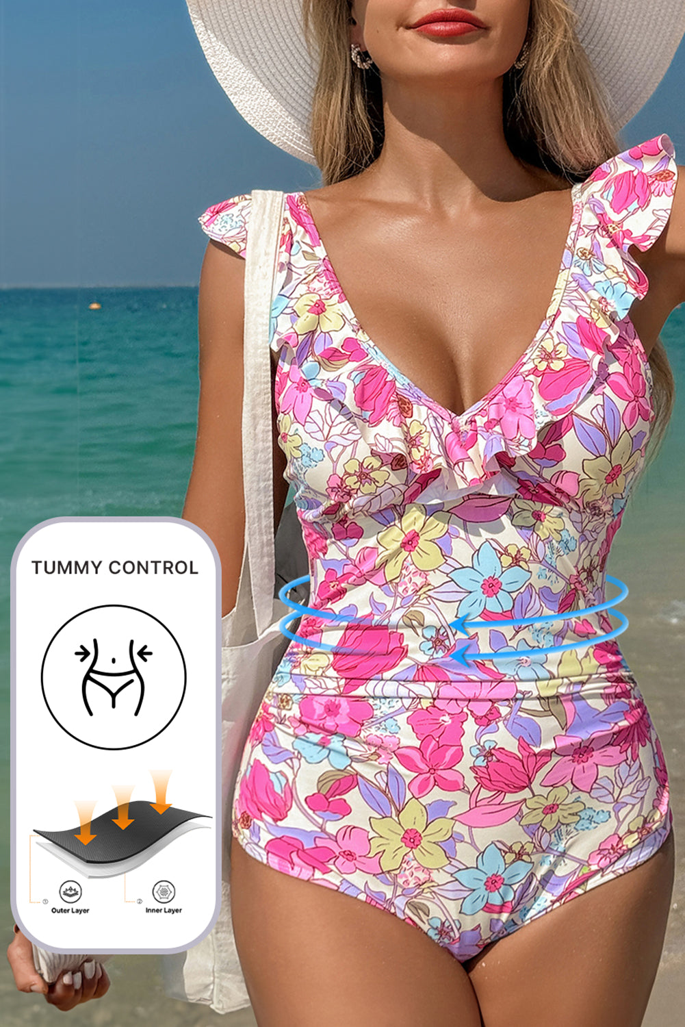 Maillot de Bain Une Pièce Floral Gainant *