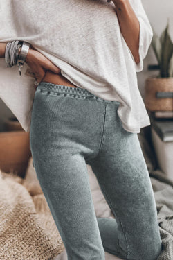 Legging côtelé gris foncé à délavage vintage