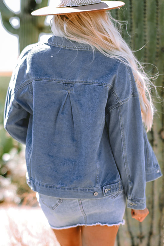 Wild Wind Washed Oversized Pocket Denim Jacket