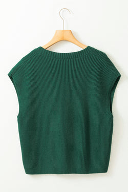 Blackish green ribbed with chest pocket and V -neck