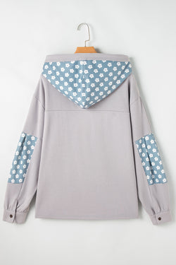 Sweat à capuche avec cordon de serrage à motif d'étoile et patchwork floral Beau Blue