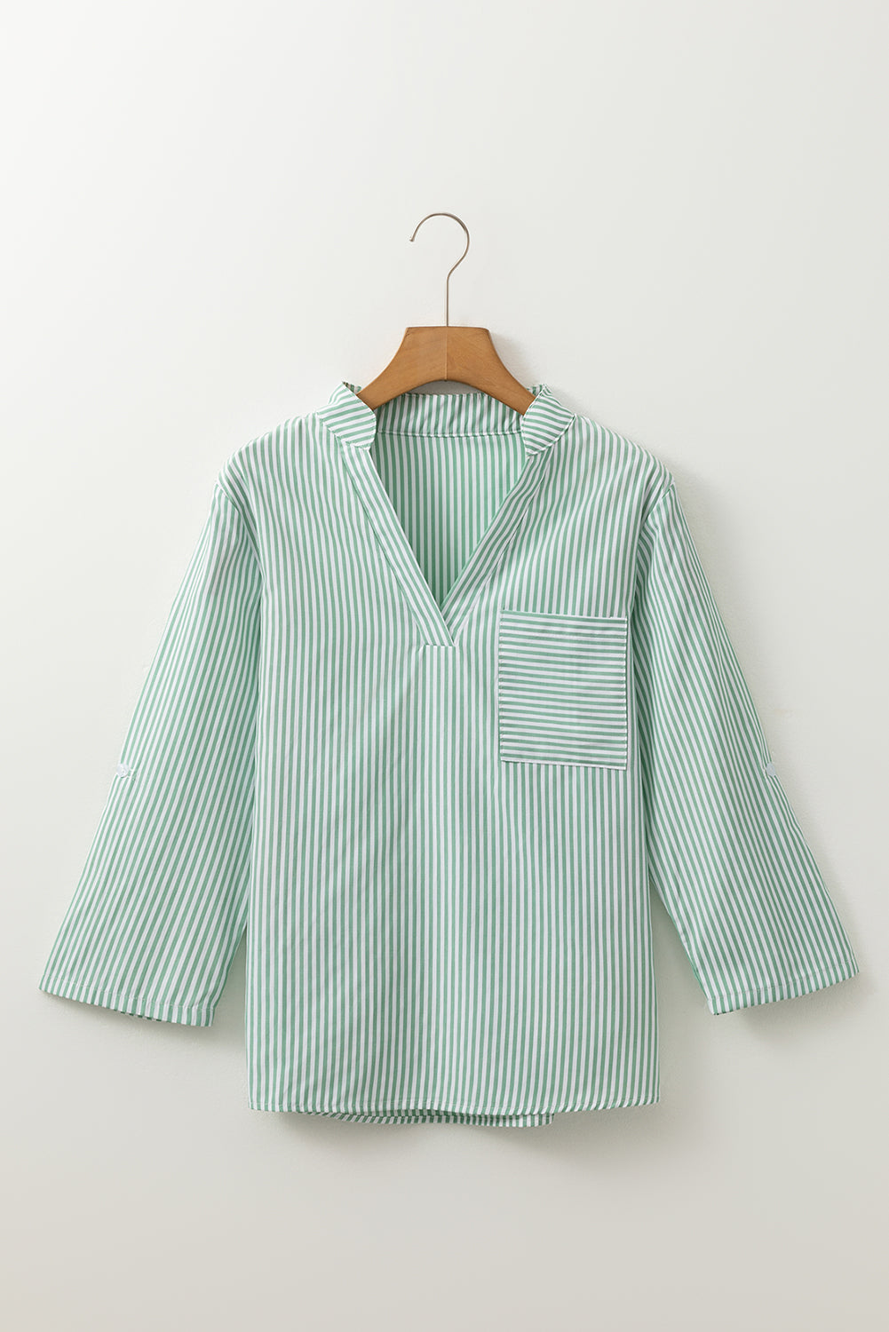 Chemise classique patchée à rayures vertes *-A WOMAN WE LOVE
