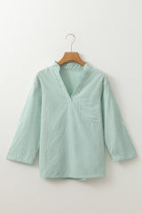 Chemise classique patchée à rayures vertes *-A WOMAN WE LOVE