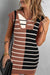 Black striped sweater dress and colored blocks, zipped collar, short sleeves