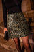 Brown disco mini skirt with glitter and leopard print