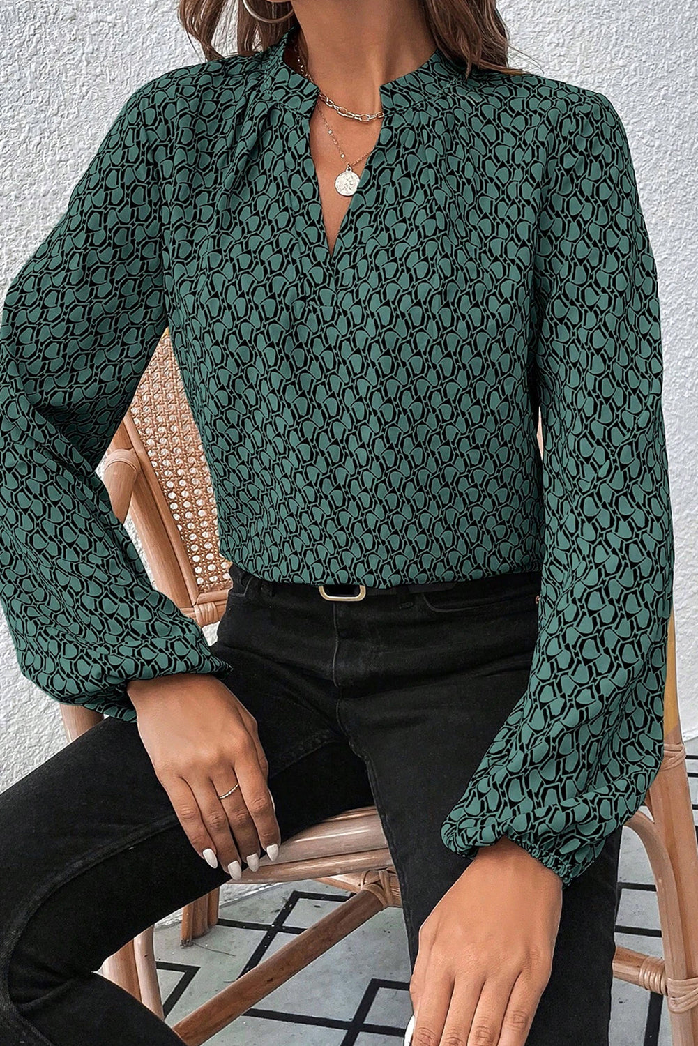 Chemisier vert à manches bouffantes *-A WOMAN WE LOVE