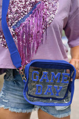 Sac transparent GAME DAY à lettres chenille pailletées et sangle réglable