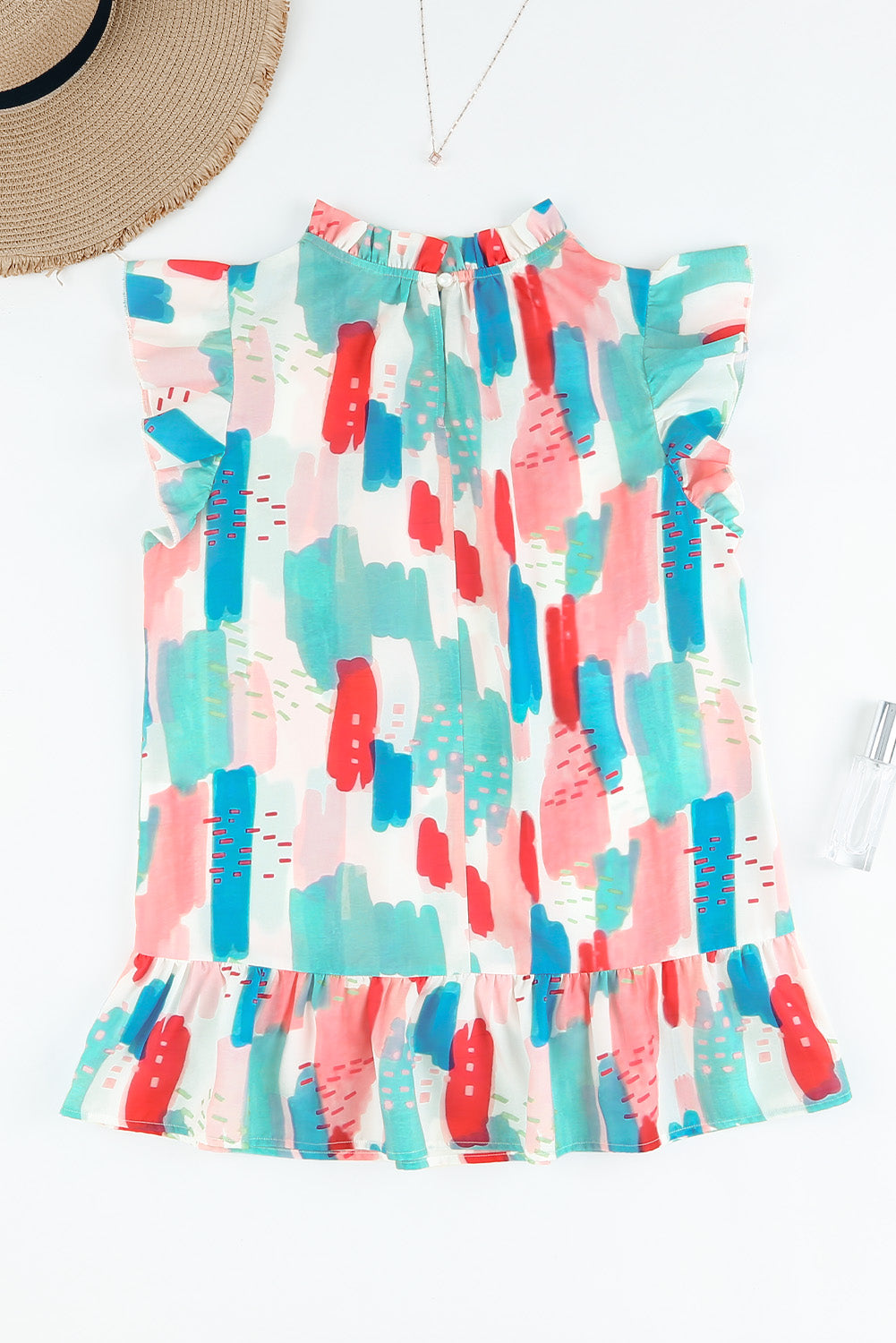 Ruffle top and color rose color block roller ruffle