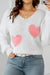 V -neck plush sweater and white pearl core pattern