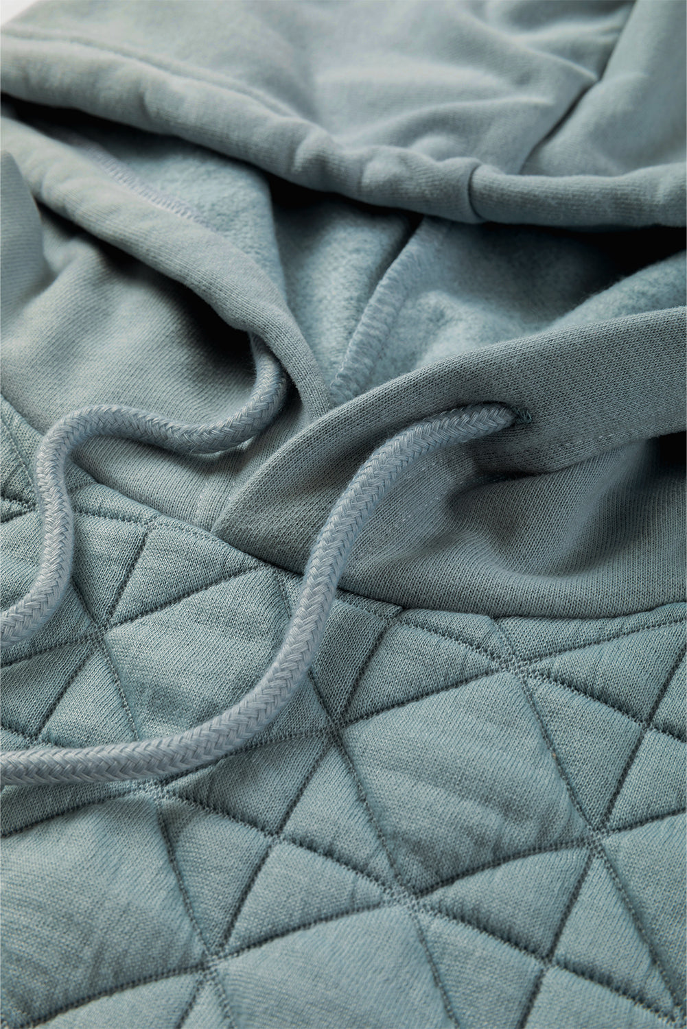 Light Grey Drop Shoulder Quilted Patchwork Kangaroo Pocket Hoodie