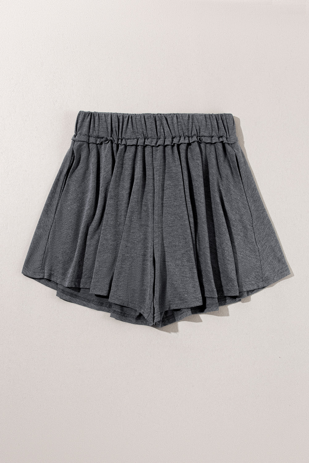 Short jupe-culotte gris à taille élastique