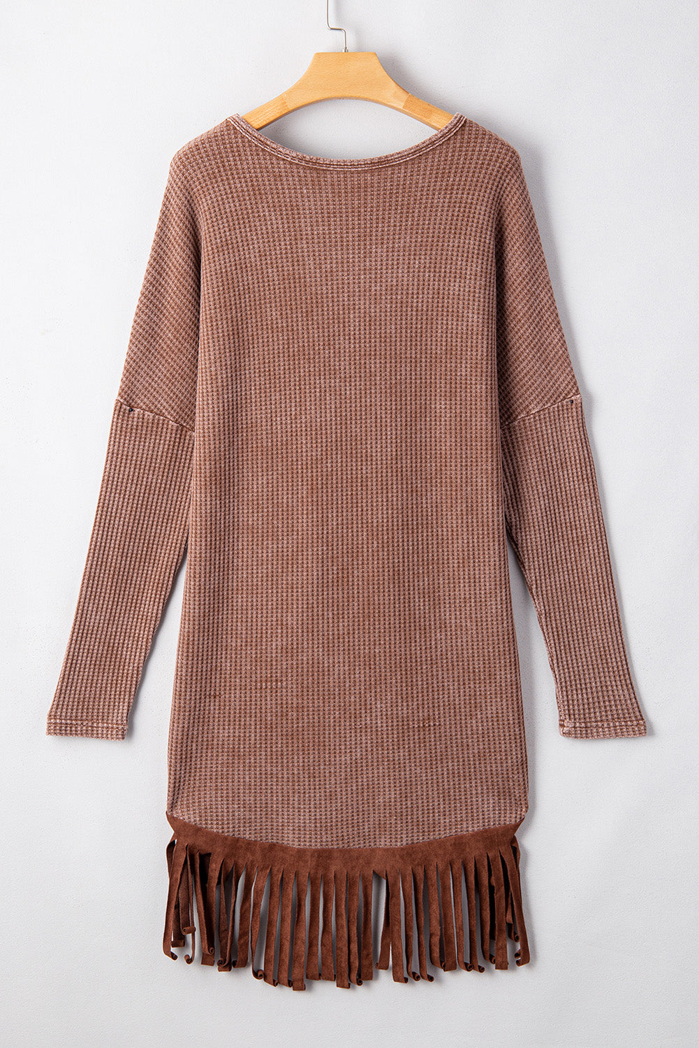 Coffee Waffle Knit con flecos bajos bajos