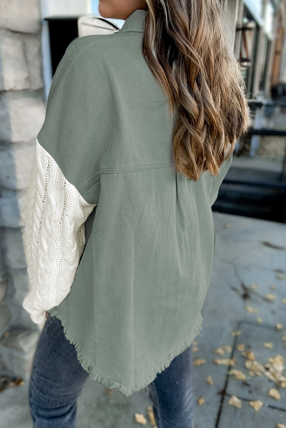 Toallel tricot y chaqueta de manga cruda de dobladillo