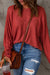 Bright Red Solid Color Patchwork Long Sleeve Top