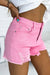 Short en jean vieilli de couleur unie rose