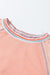 Grapefruit Orange Waffle Knit Raglan Top with Wide Sleeves and Patchwork