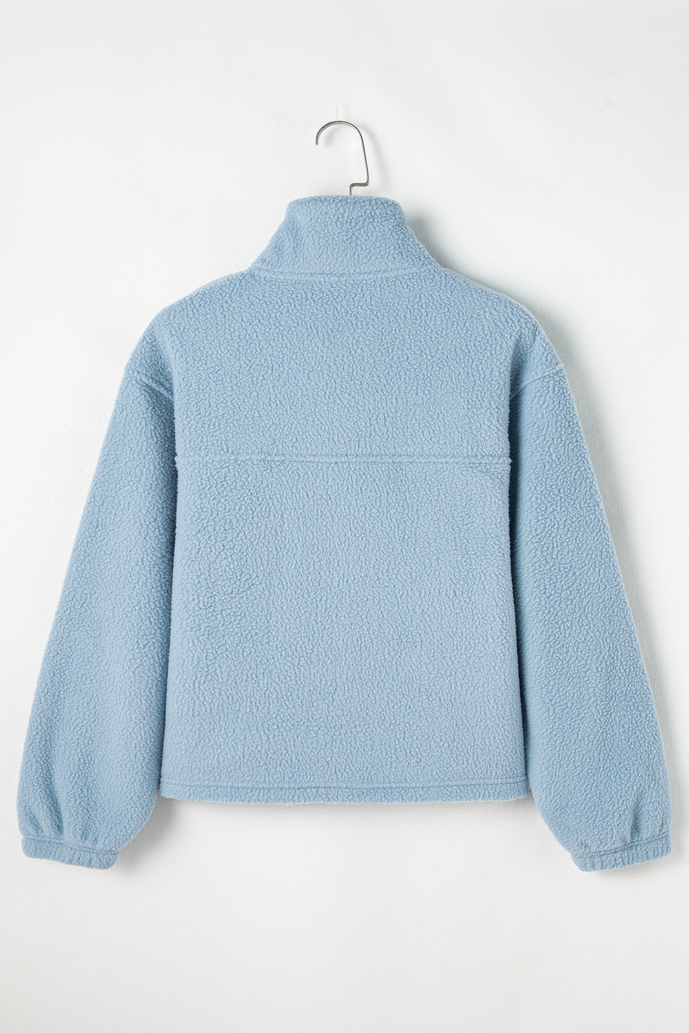 Myosotis Collared Zipper Drop Shoulder Fleece Sweatshirt