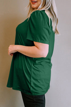 High green with short sleeves and frowned shoulders with square and large cervix