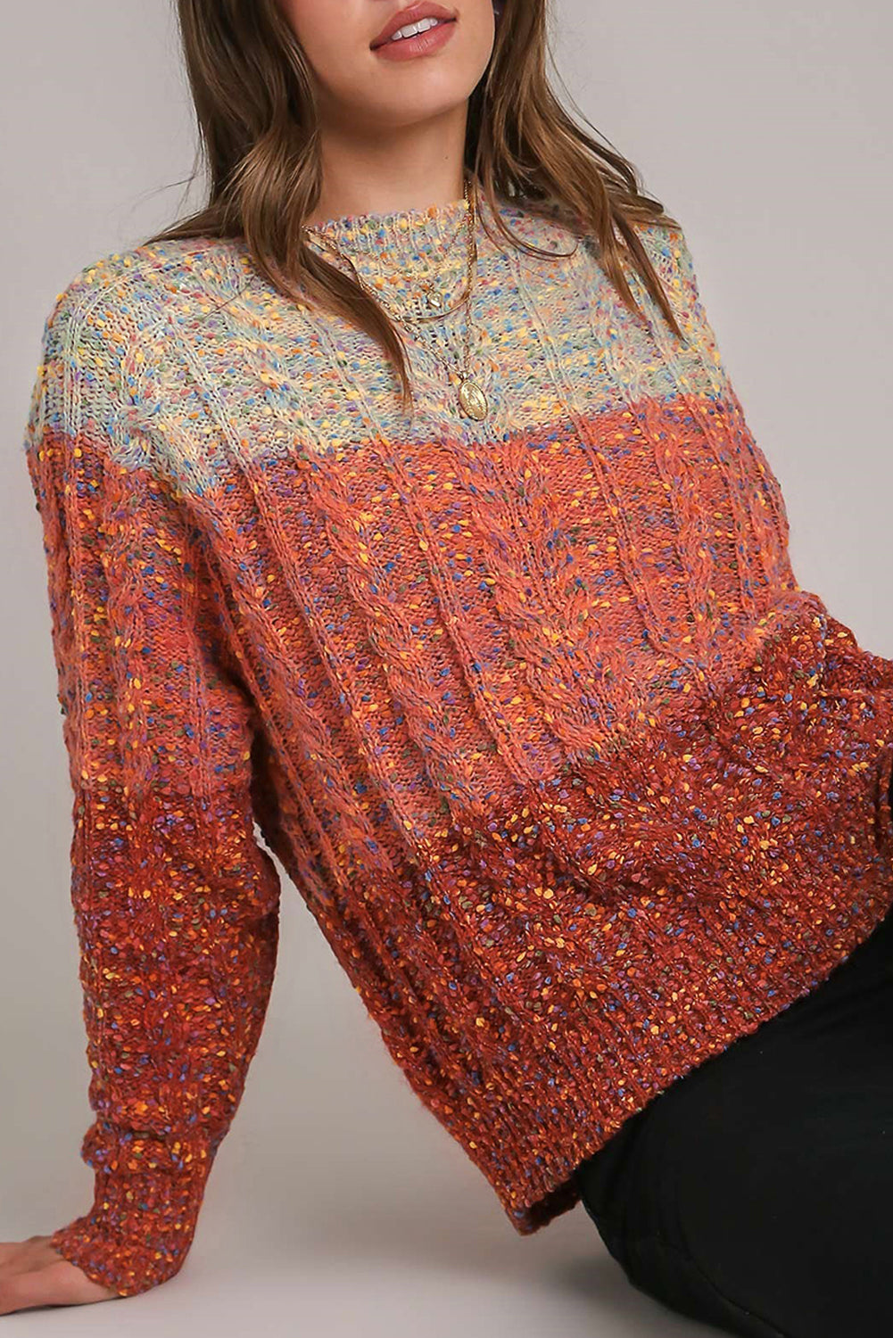 Pull tricoté boule de laine confettis colorés multicolores